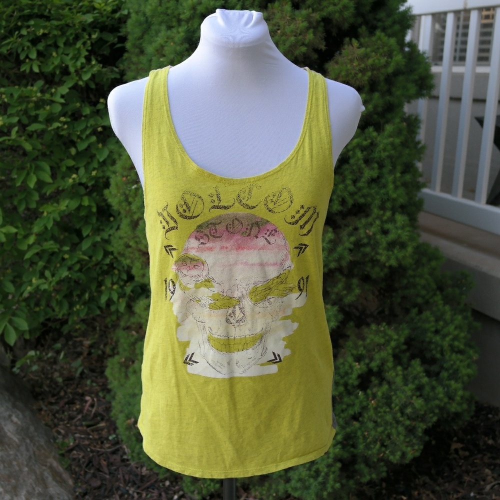 Volcom Skull & Owl Color Block Racerback Tank S